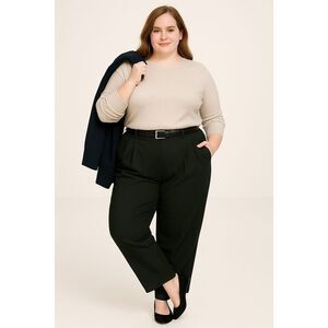 Liz Baker Women’s Black Pleated Dress Pants Size 24W Plus Classic Fit Trousers